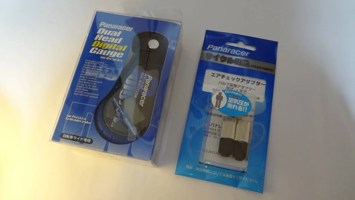 自転車のバルブを米式にして空気圧を測る!